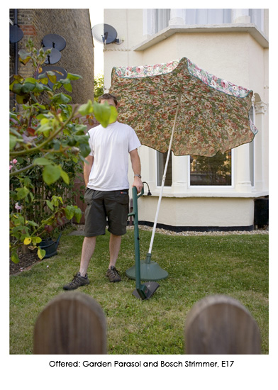 Offered: Garden Parasol and Bosch Strimmer, E17